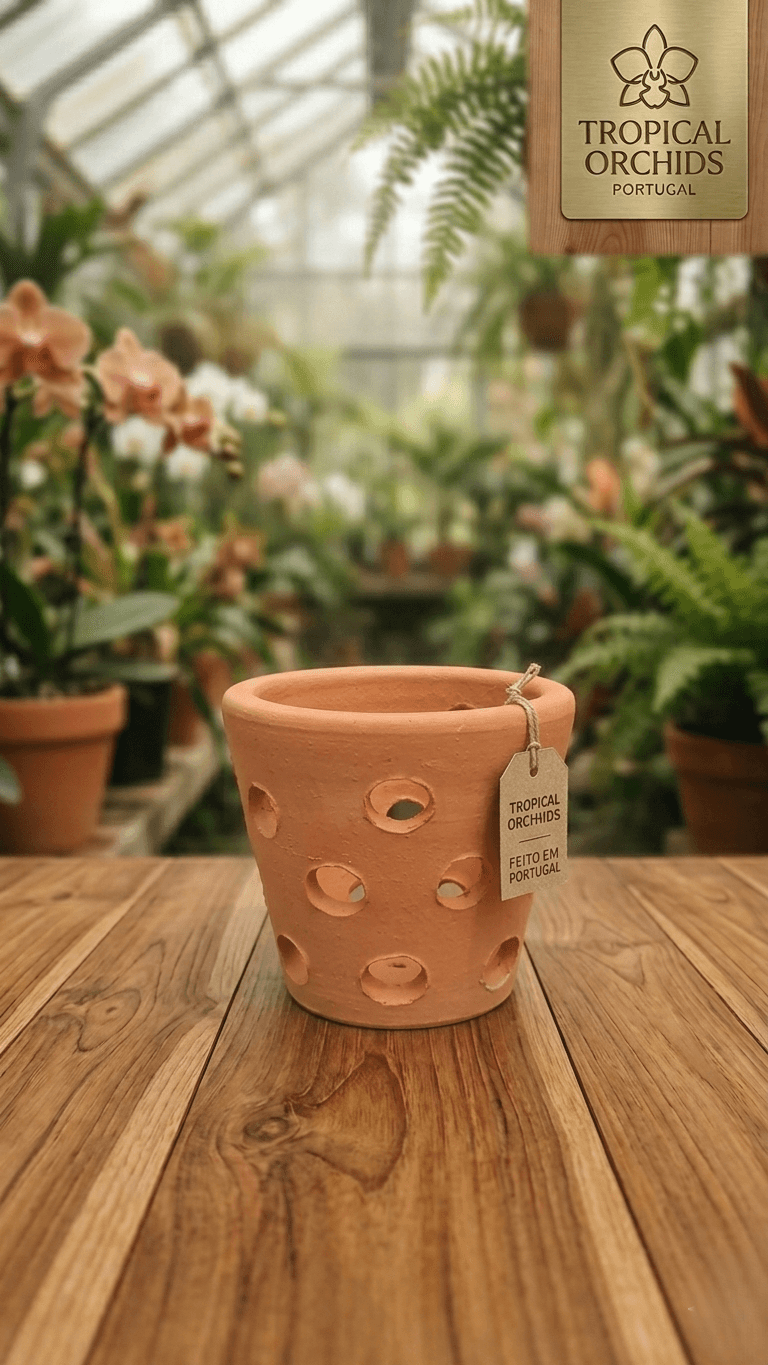 Vaso de Barro 12cm Clássico em cerâmica porosa com furo de drenagem para orquídeas