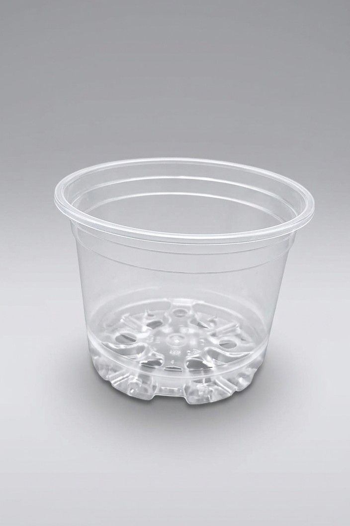 Clear plastic Orchid Growing Pot 9cm with drainage holes