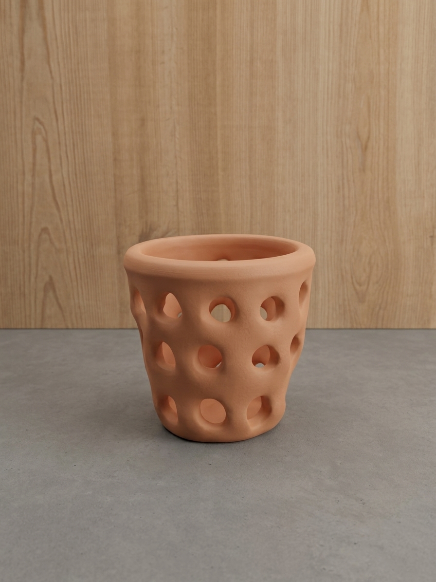 Vaso de Barro 15cm furado e artesanal em terracota para cultivo de orquídeas