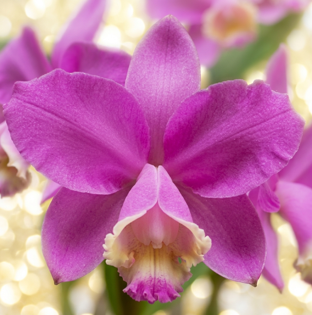 Cattleya loddigesii em floração exuberante com pétalas rosa-lilás e labelo creme